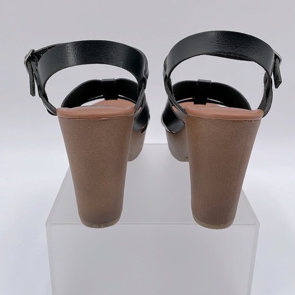 SM New‎ York Black Winter Chunky Platform Heels Sandals Shoes 70s 90s Y2K NIB - Picture 4 of 15